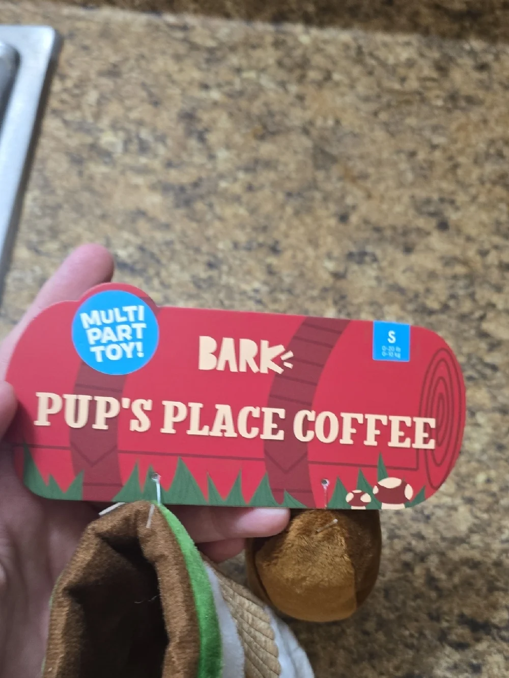 BARK Pup's Place Coffee Plush‎ Toy Set - White, Brown, Green NWT Size Small
